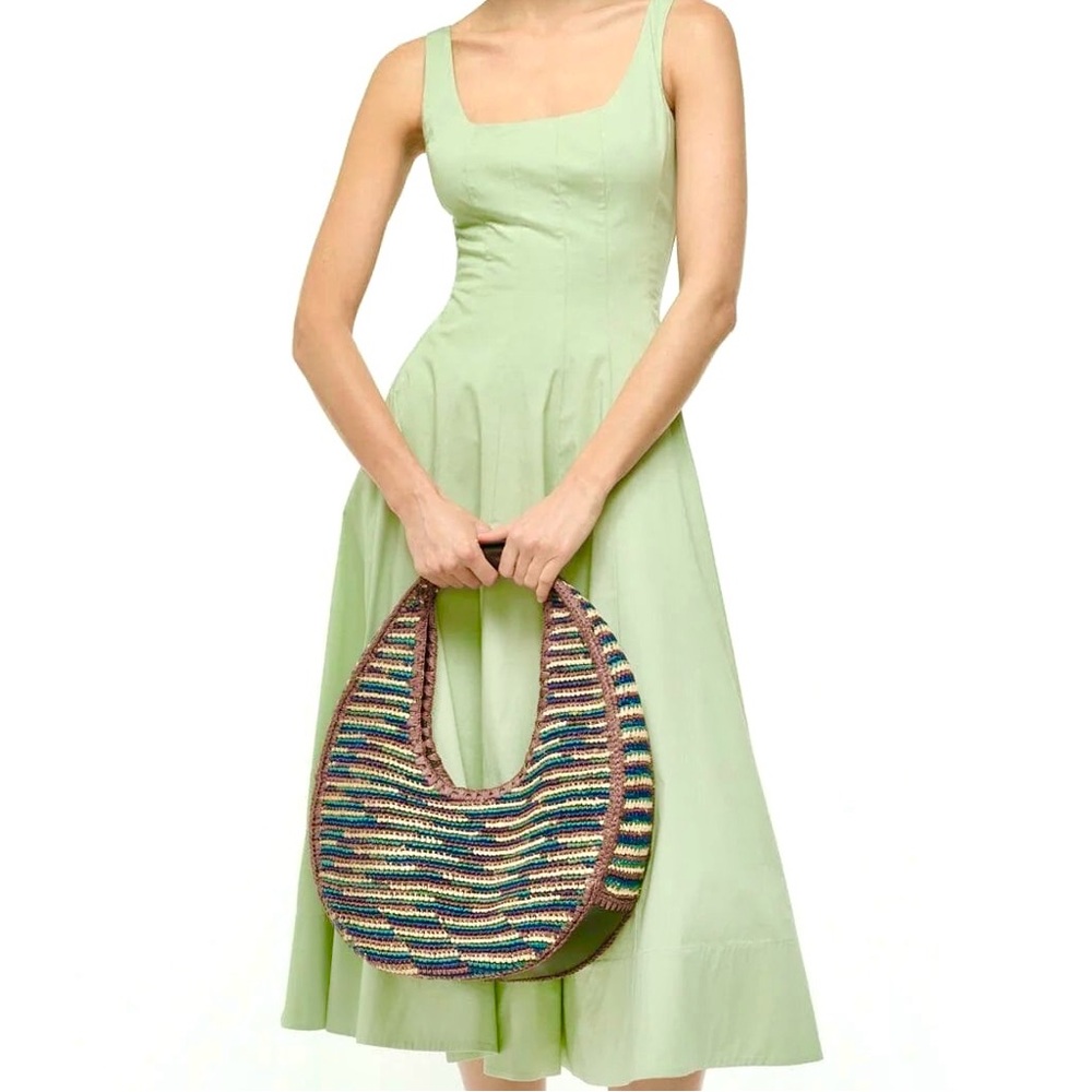 πΊπHPππΊ NWT Staud Wells Midi Dress Pale Jade - Picture 5 of 16